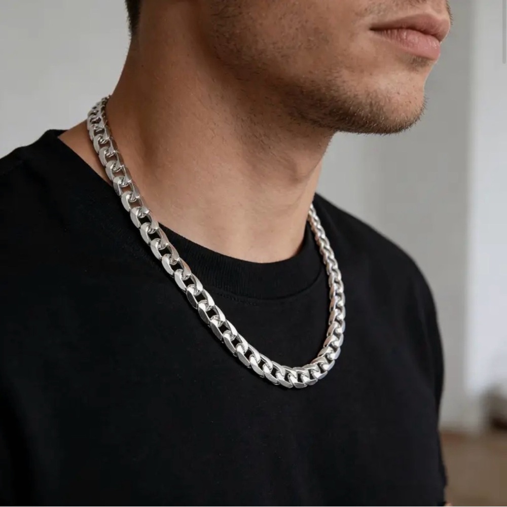 Chunky 8mm Wide Unisex Stainless Steel Cuban Link Necklace 26” - Picture 3 of 9
